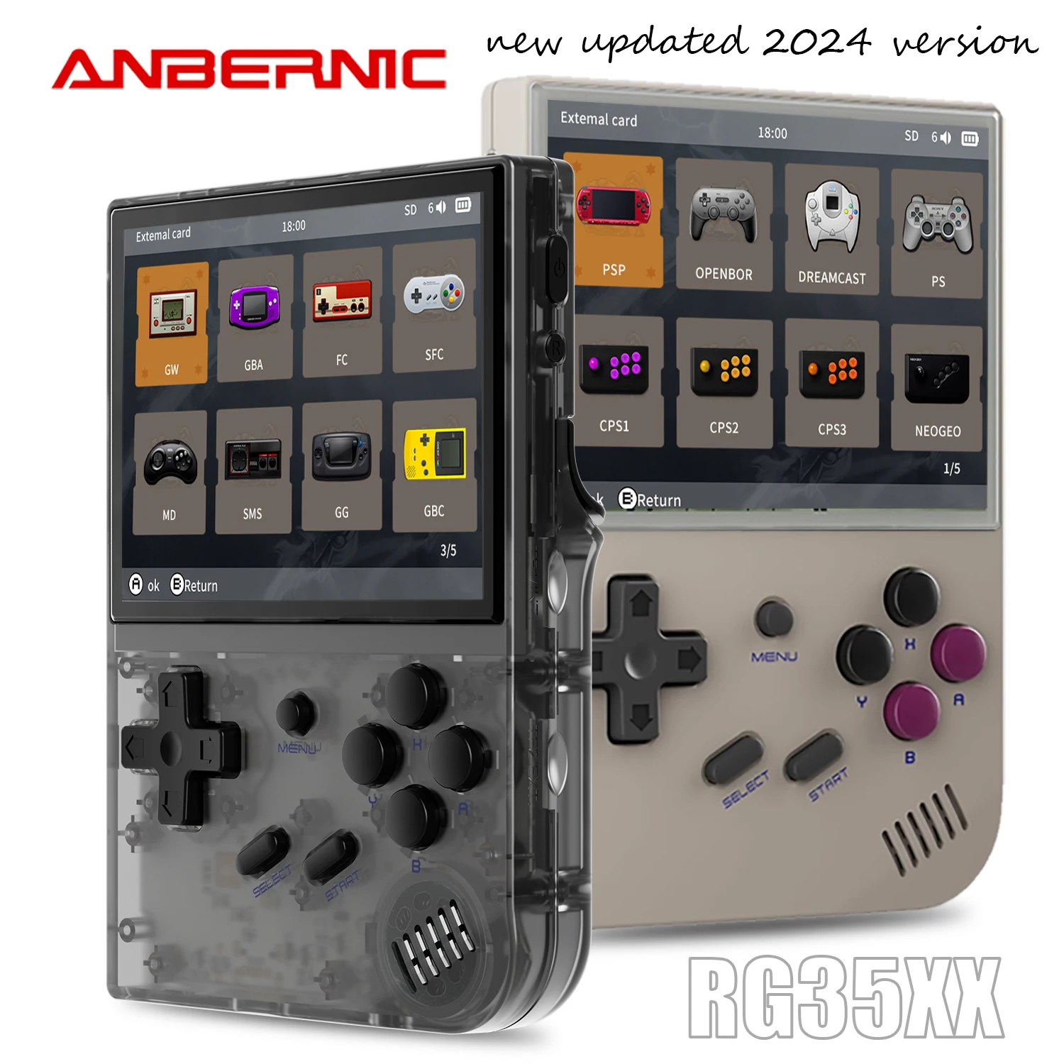 ANBERNIC RG35XX New Updated 3.5-inch IPS Video Game Handheld Game Console With Linux System H700 quad-core ARM Cortex-A53 1.5GHz