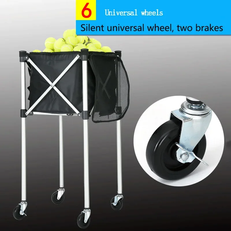 Bingkai tenis lipat aluminium Aloi, keranjang kemasan bola tenis, keranjang Pick Up portabel, keranjang Tenis kapasitas besar