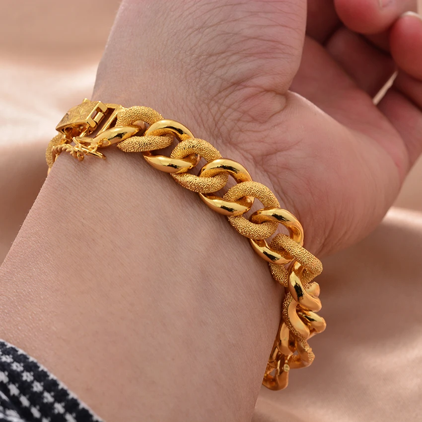 

Dubai Gold Color Bracelets For Men Women Wedding Link Chain Islamic Muslim Arab Middle Eastern Jewelry African Bracelet Gifts