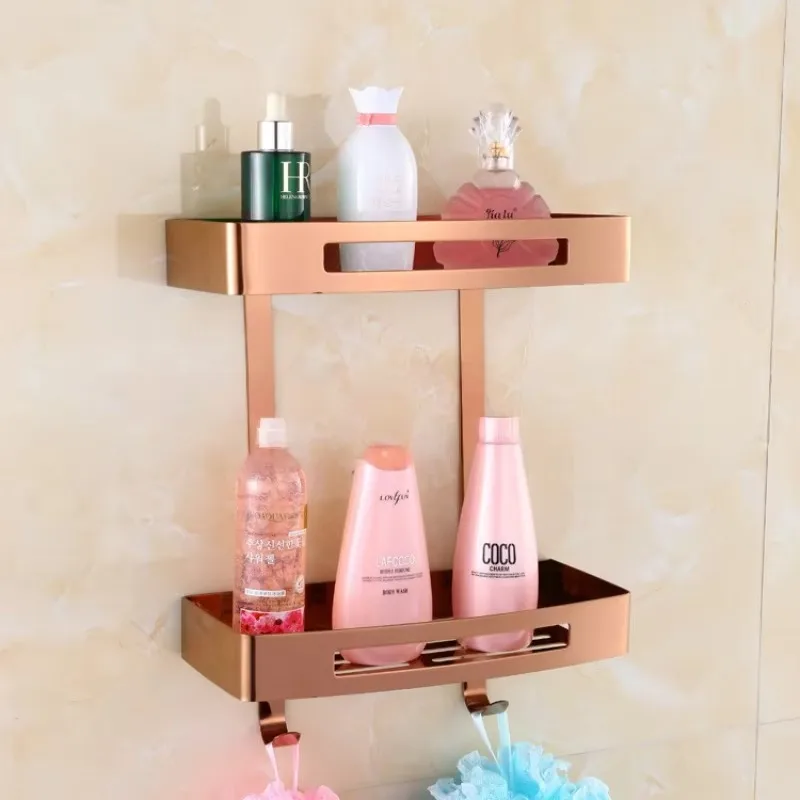 SUS304 Bathroom Corner Shelf Wall Mount, Rose Gold Gold Black White 1 Tier 2 Tier Shower Storage Holder, Bathroom Organizer