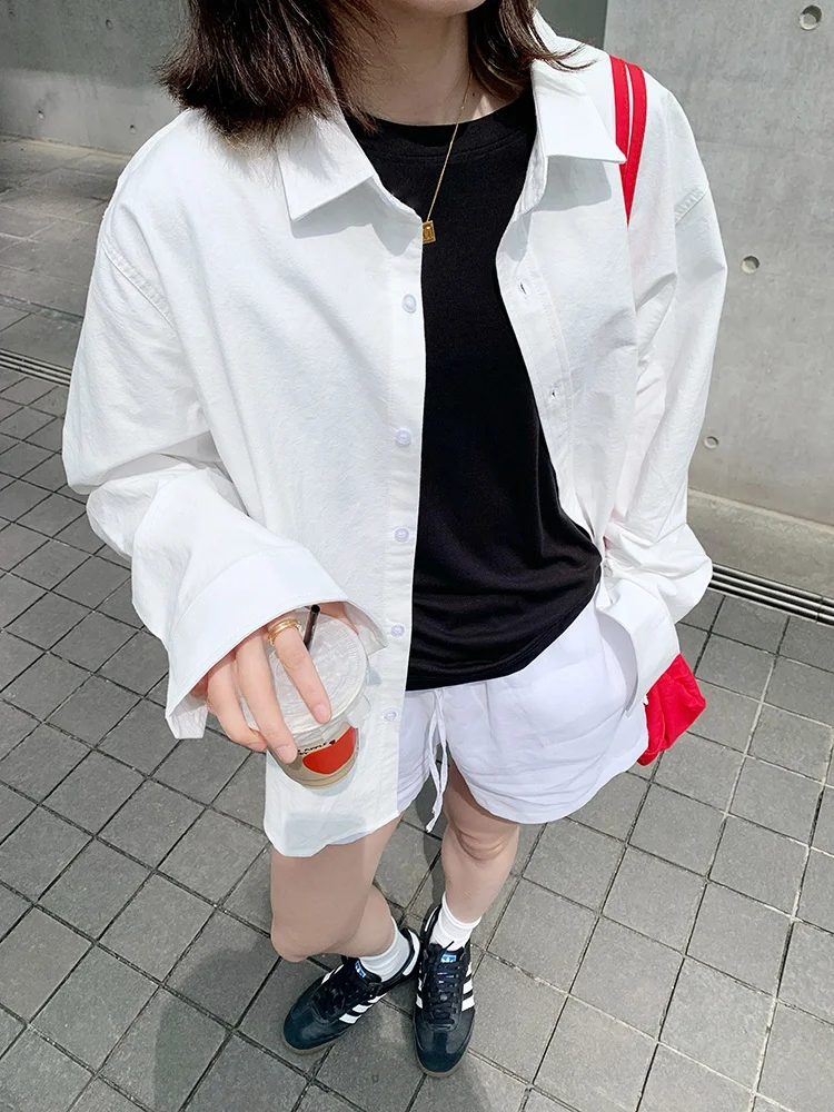 

Loose Fit Long Sve Pink irt Women Casual Sle Collared irt Spring Summer Faion Design Sensation White Casual irt