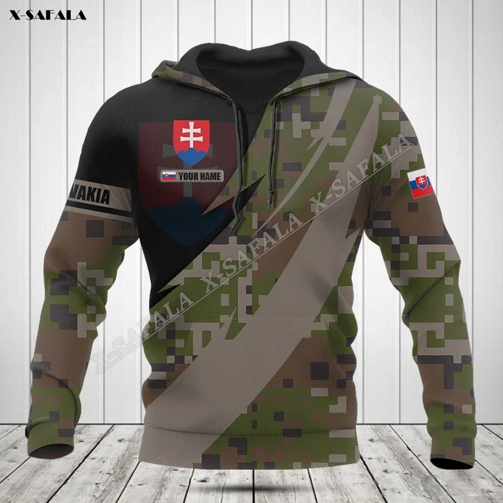 

Slovakia Camo Flag Army Soilder Veteran 3D Print Hoodie Men's Outwear Shirt Pullover Hooded Sweatshirt Jersey Thick Cotton