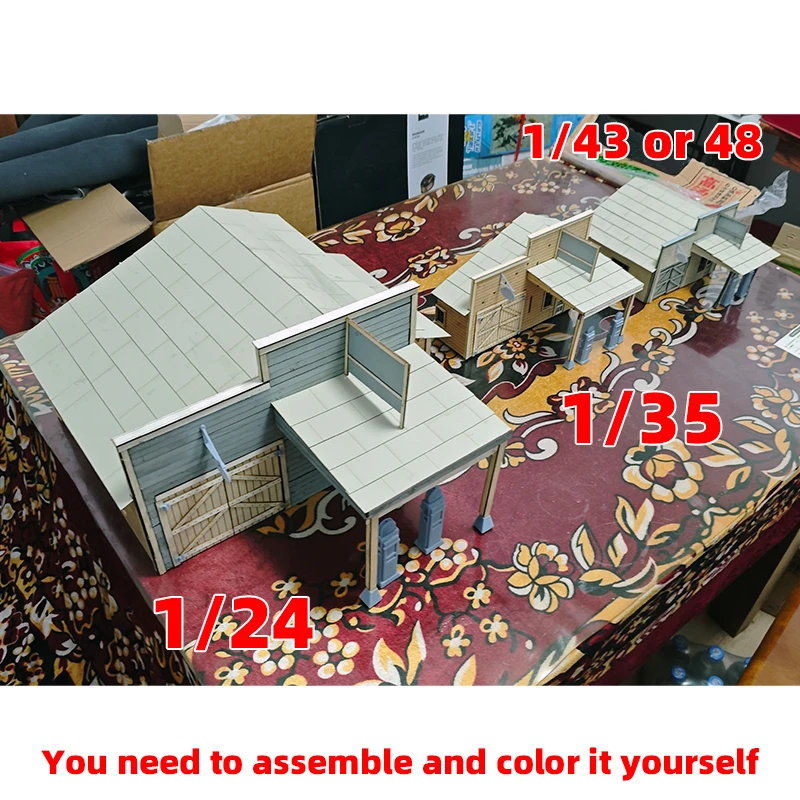 1/24/35/43/48 Maßstab Modellbausatz Miniatur-Diorama Architektonisches Gebäude Haus Unbemalt Amerikanische Vintage-Landtankstelle DIY – Detail 3