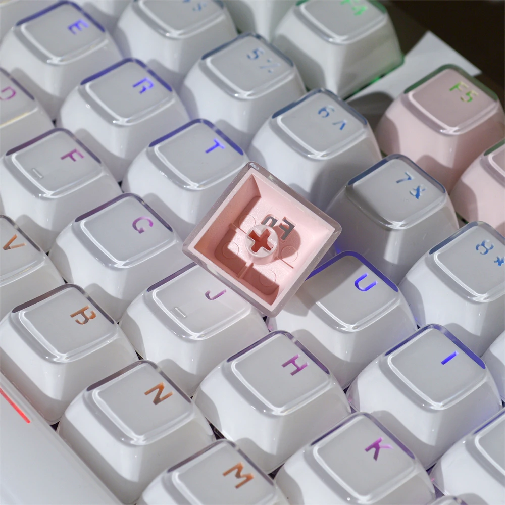 Imagem -04 - Crystal Jelly Keycap para Teclado Faça Você Mesmo Grupo Keycaps Mecânicas Ice Crystal Branco Rosa Bonito