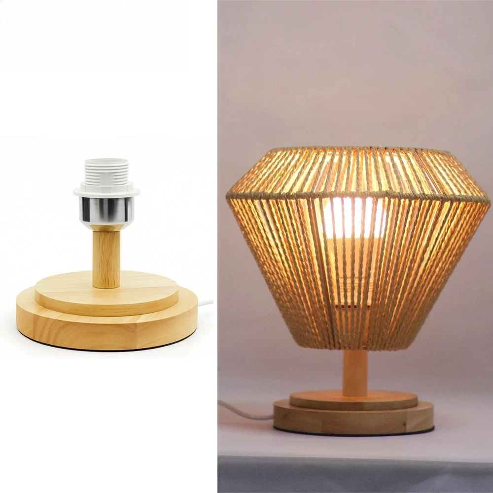 JOYINLED Solid Wooden Lamp Holder with 4.5M Plug in Cord ON OFF Switch E27 Lamp Base for Table Lamp Bedside Lamp Holder for Home