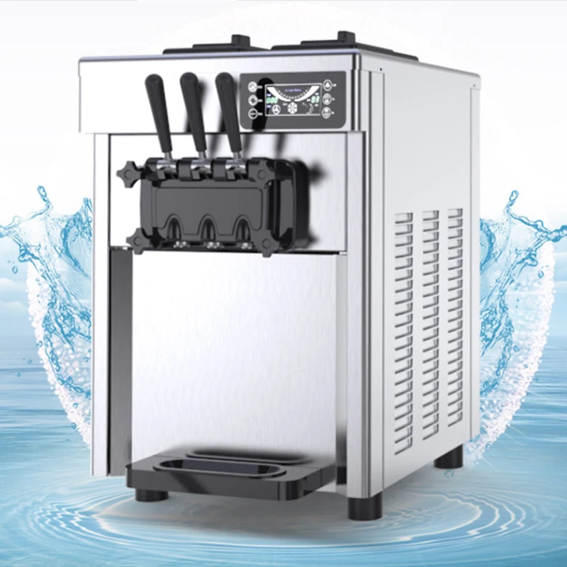 

Vertical Ice Cream Machine Commercial Three Flavors Automatic Cone 28L High Production 220V/110V