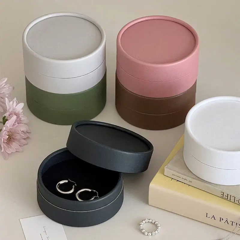Runde Schmuckbox mit Fächern für Ohrringe, Papier-Schmuckbox, minimalistisch, für Festivals, tägliche Aufbewahrung zu Hause, Geschenkideen. – Detail 10