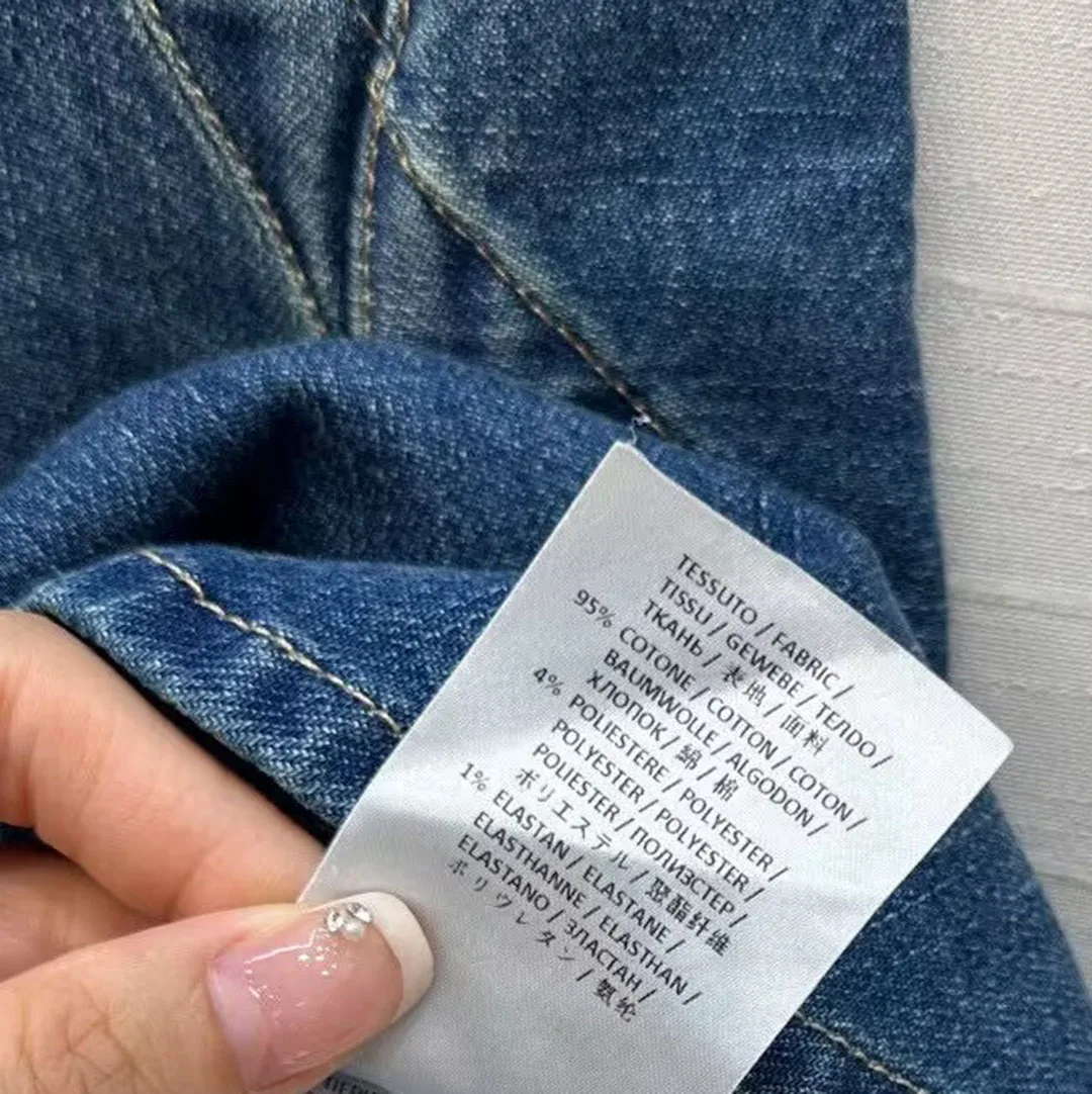 2025年秋新作 ヴィンテージ風 エレガント ブルーデニム フィッシュテールスカート レディース ハイウエスト フリル パッチワーク スリムフィット スイート ロングスカート