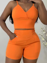 Women Two Piece Set Crop Top and Shorts Sets