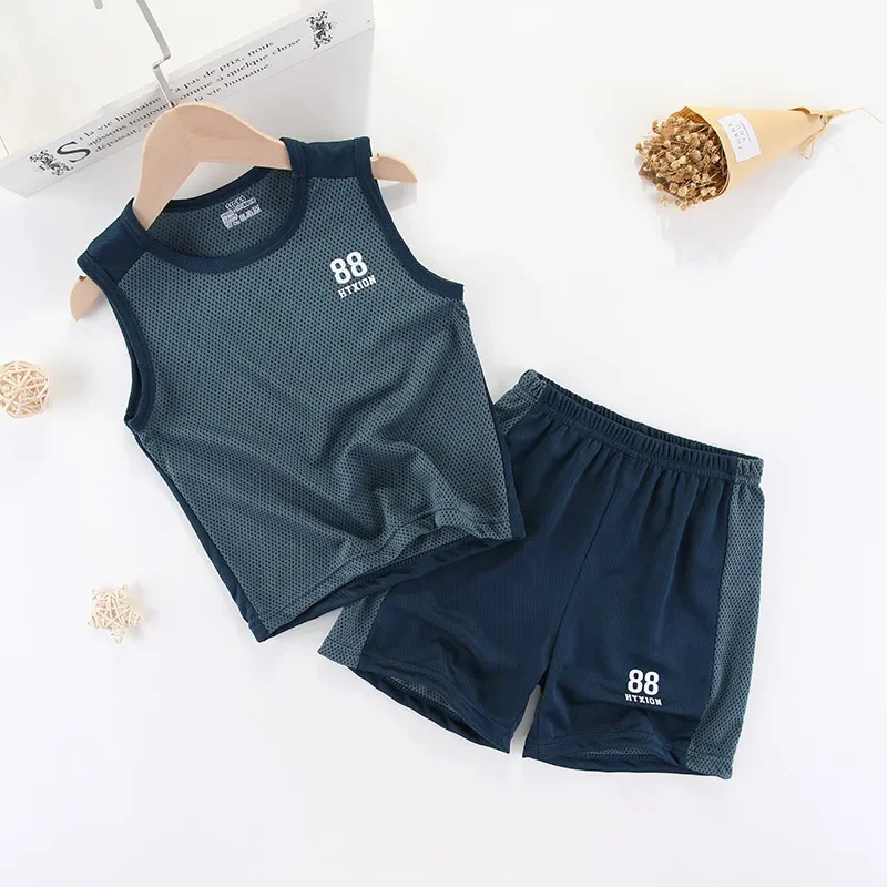 Kids Boys Girls Summer Children Sports Jerseys T-shirt Shorts Vest Tracksuit 2Pcs Basketball Team Suit Clothing Set Outfits