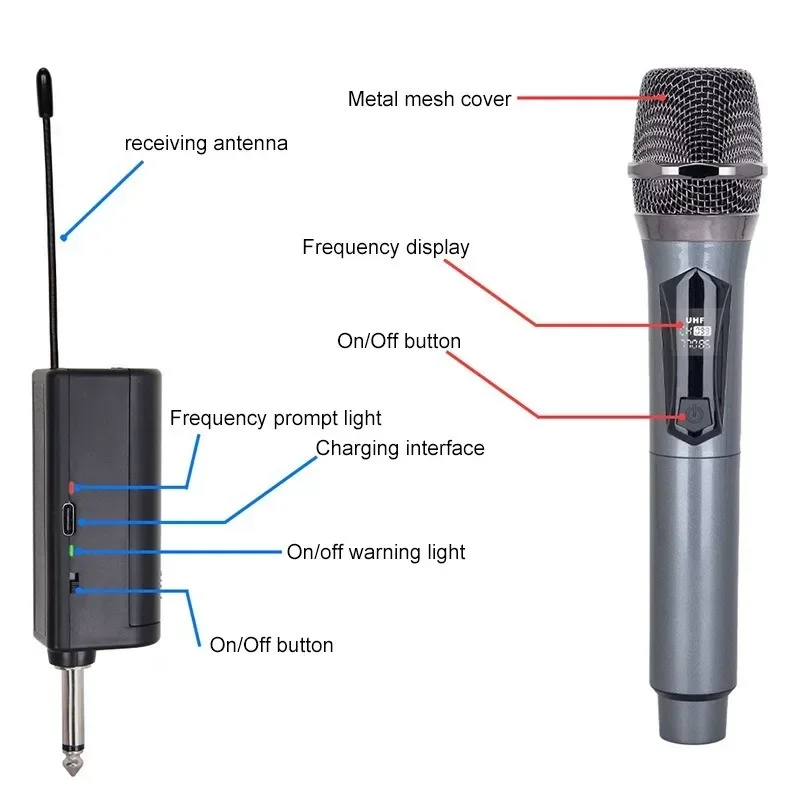 Karaoke Wireless Microphone Dynamic UHF Handheld Professional Mic For Sing Party Speech Church Club Show Meeting Room Home