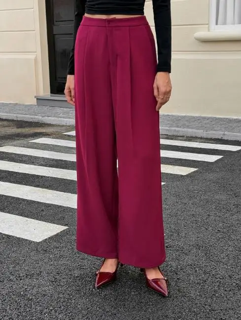 Women's Pants 2025 Spring Autumn New Vacation Casual Solid Color High Waist Daily Straight Pants Women's Wear