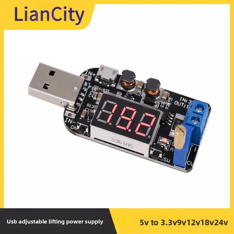USB Adjustable Power Supply Regulator Module, 5V to 3.3V 9V 12V 18V 24V DPL Voltage Converter with Current Control