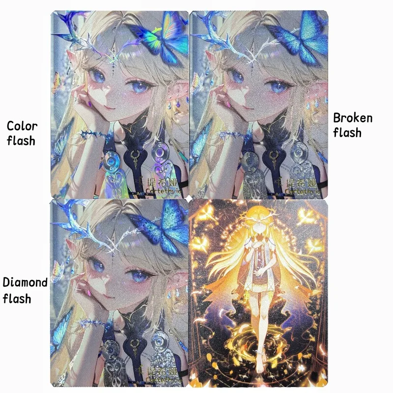 

Animation Game Wuthering Waves Peripheral Single Cartethyia DIY Bronzing Folding Flash Card ACG Goddess Collection Card Toy Gift