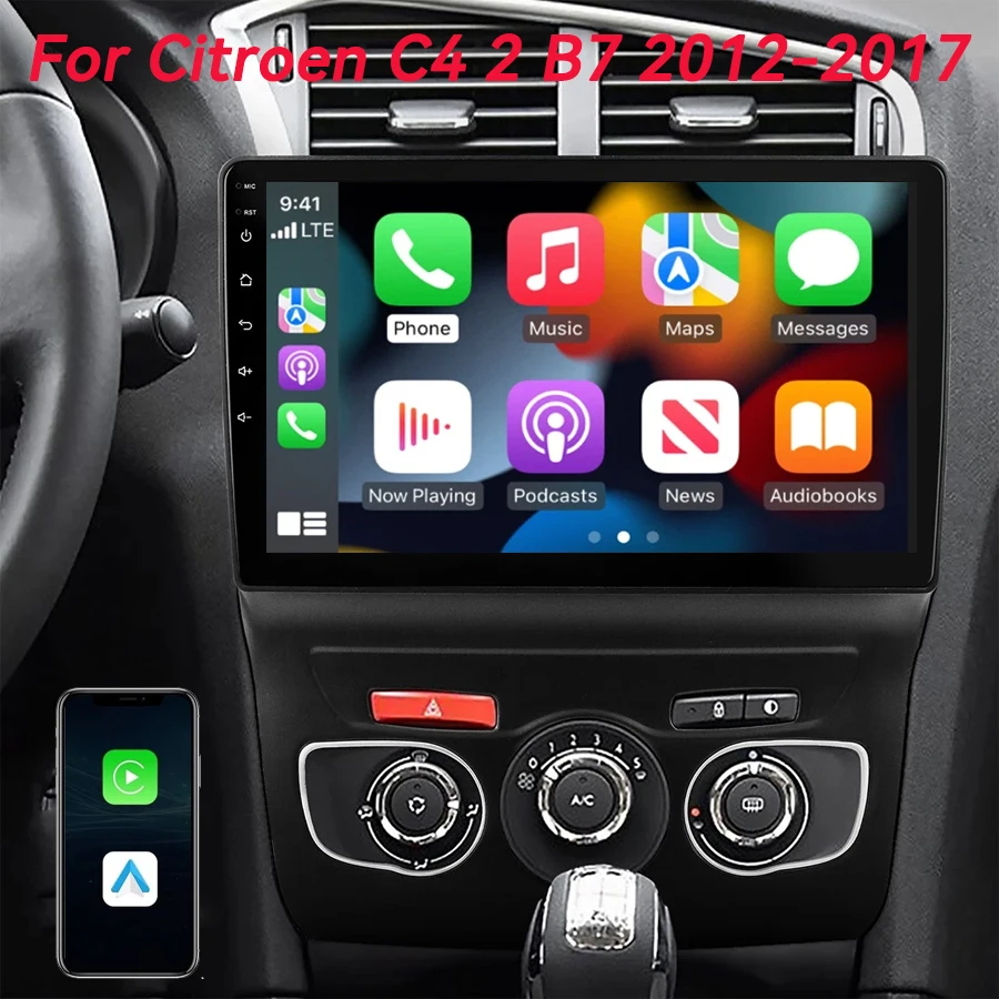 

Автомагнитола Android 16 Carplay Auto с мультимедийным видеоплеером для Citroen C4 2 B7 2012-2017, навигация GPS, Wi-Fi+4G, без 2DIN
