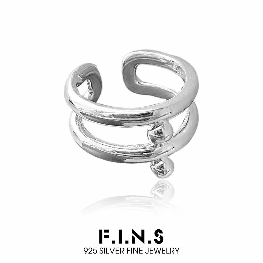 

F.I.N.S оригинальное многослойное кольцо из стерлингового серебра S925, минималистичные корейские линии из бисера, открытые регулируемые сложенные пальцы, ювелирные изделия