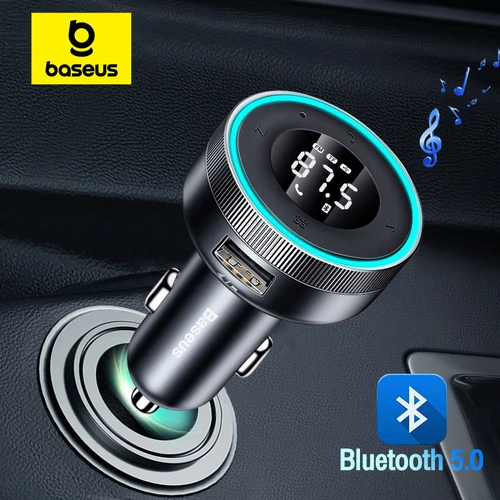 Baseus FM transmisor modulador coche inalámbrico Bluetooth 5,0 USB cargador rápido Auto Aux Radio reproductor de Mp3 música manos libres Kit de coche