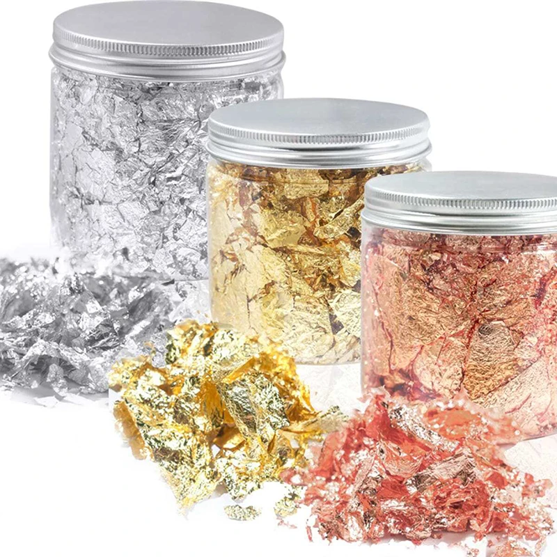3G Nail Art Decoration Gold Silver Copper Foil Sequins Glitter Leaf Flake Sheet Bulk Foil Paper For Gilding Manicure Accessories