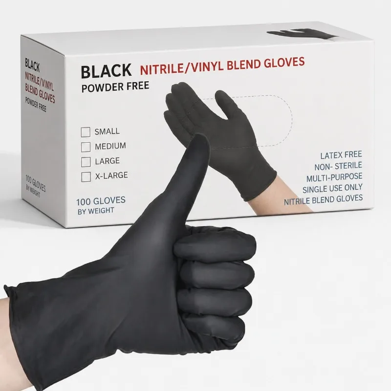 Disposable Black Nitrile Gloves Latex Free Waterproof Durable Suitable for Kitchen Food Processing Beauty SalonFamily