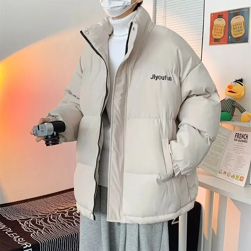 Bla American Workwear down Jaet Men's Winter Thiened Lightweight Cotton Coat Cleanfit Stand Collar Bread Sle Coat