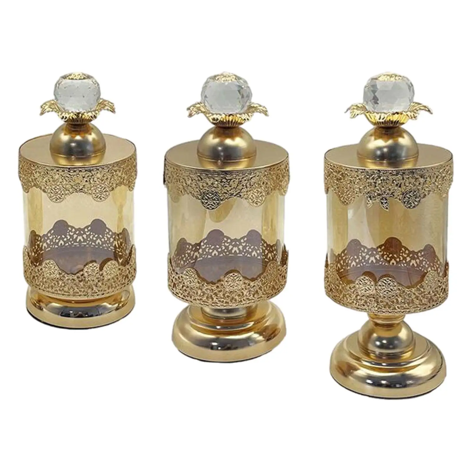 

European Luxury Glass Storage Jar Table Centerpieces Food Snack Canister
