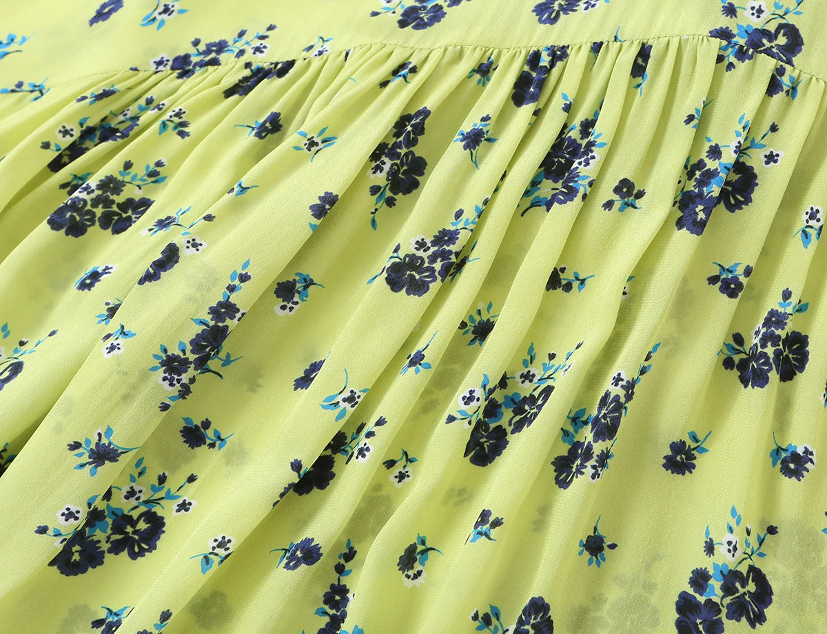 KONDALA Schicker Grüner Herbst-Print Damenanzug Schleifenblumenhemd + Midirock mit elastischem Bund Mode 2026 Vintage Damen-Urlaubssets – Detail 11