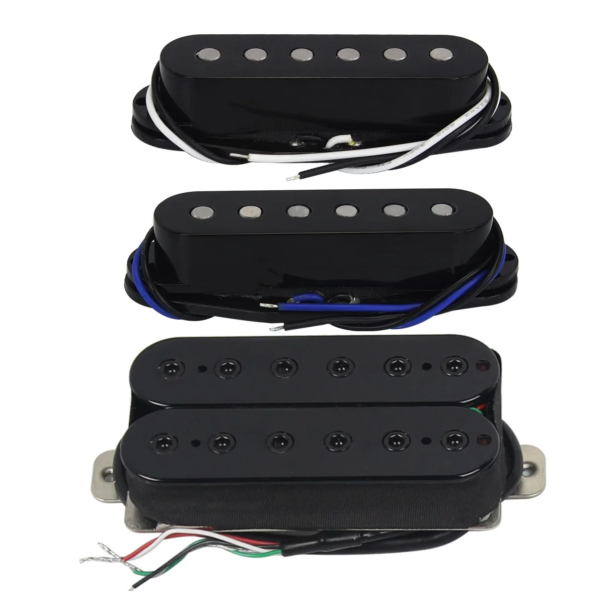 FLEOR 3pcs Alnico 5 Guitar Single Coil Pickups & Humbucker Pickup Black 50/50/52mm for SSH HSS Electric Guitar