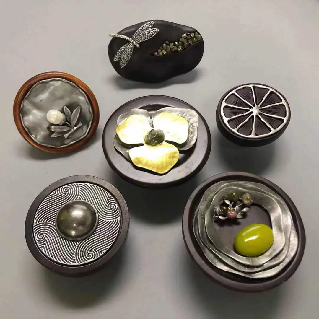 Handmade Embedded Wardrobe Pulls Drawer Knobs Vintage Large Wooden Kitchen Cabinet Cupboard Closet Handles Round Furniture Knob