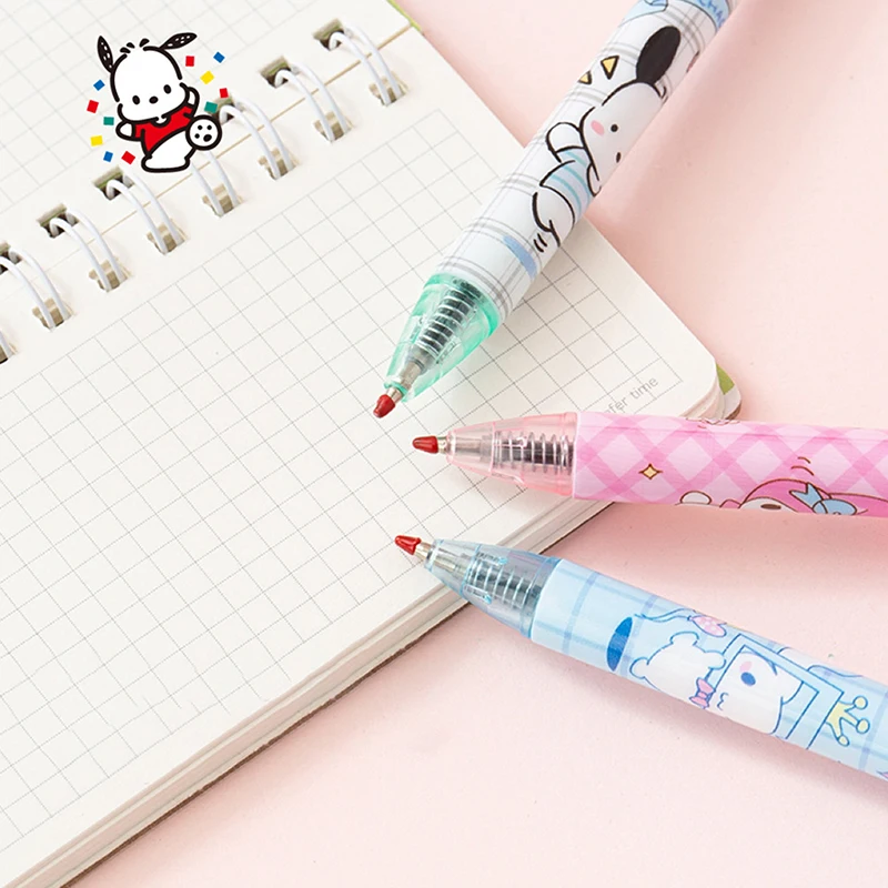 Stylos gel Sanurgente Cartoon pour étudiants, fournitures scolaires, mignon Hello Kitty Kuromi Patch souhaits, stylo melon al, outil d'écriture, Kawaii