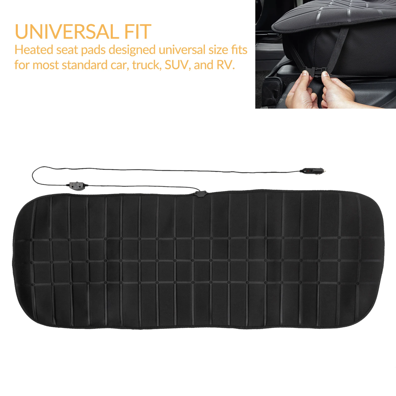 

12V Car 2nd Row Heated Rear Seat Cover Cushion Universal Heater Warmer Cold Winter Pad Black Protector Accessories Interior