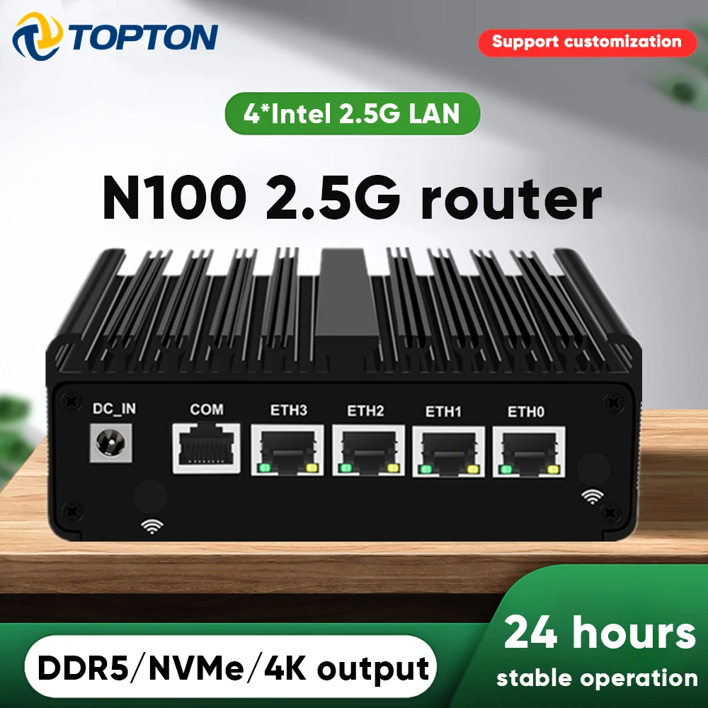 

12th Gen Intel N100 Firewall Router 4x i226-V 2.5G LAN N5105 N6000 J4125 NVMe Fanless Mini PC Barebone Computer Proxmox pfSense