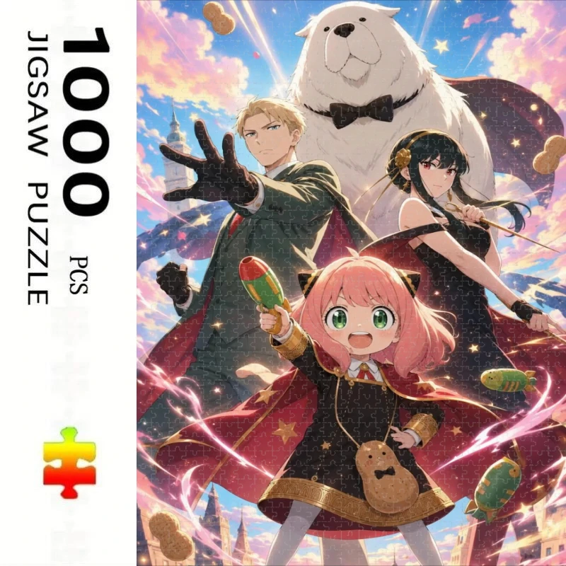 Jigsaw Puzzle 500/1000 Pieces Spy X Family Anime Character Puzzles Adult Present Portable Box for Family Games Educational Toys