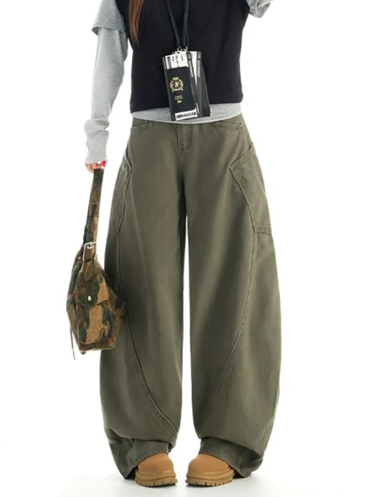 

American Style Vintage Baggy Washed Jeans Women Y2K Fashion High Waist Loose Wide Leg Pants 2025 New Casual Jeans
