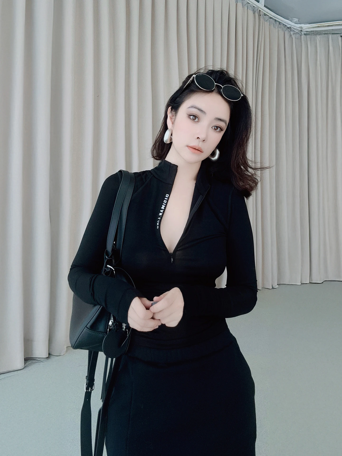 

Bla Casual Stand Collar Women's T-irt Inner Wear Disimann Ling Faion Spor Slim Fit Original Sle Base irt