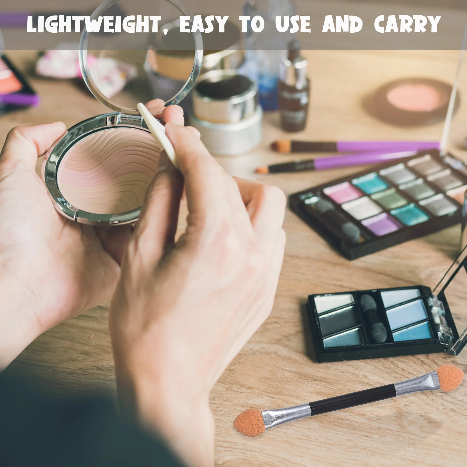 24 Stück Einweg-Lidschatten-Schwammpinsel mit zwei Köpfen, leichte Lidschatten-Applikatoren, Make-up-Werkzeuge für den professionellen Einsatz