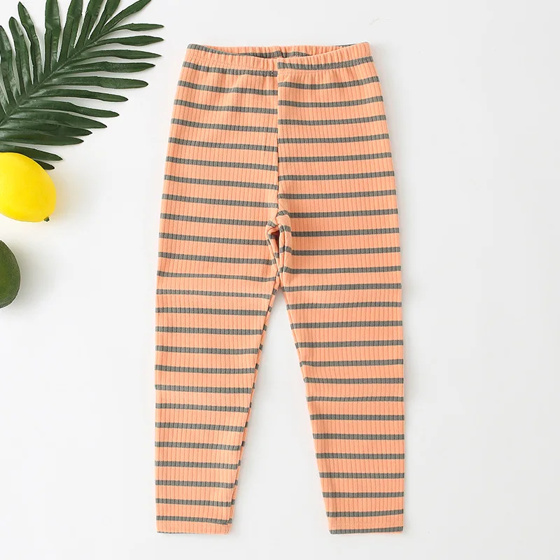 Girls Leggings Spring Autumn Leggins For Kids Striped Children Pants Colored Baby Trousers Cotton Children Bottom Clothing