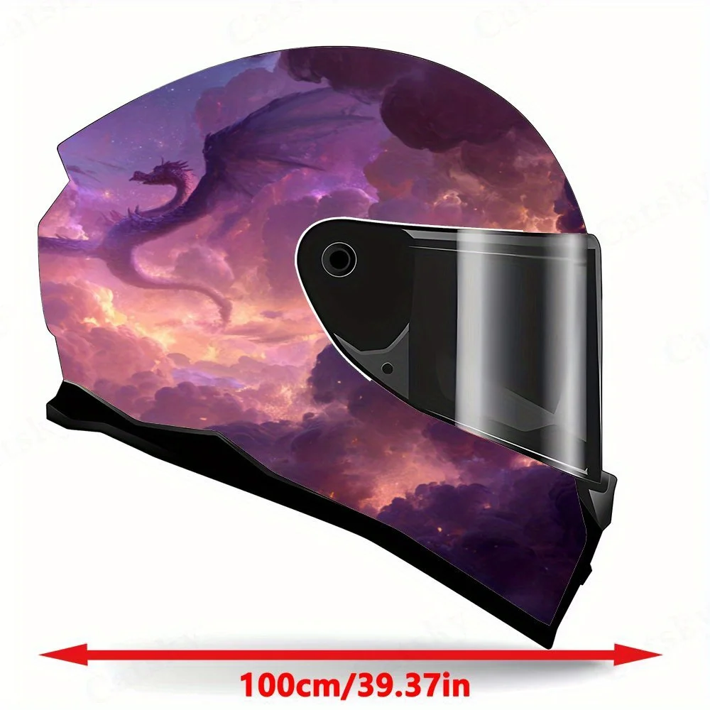 Purple Dragons and Clouds Full Face Helmet Decals - Durable and Waterproof PVC, self-adhesive Motorcycle Racing Helmet Aesthetic view 2