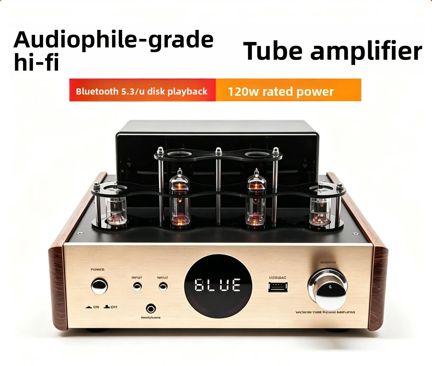 AV-2030 Vacuum Tube Bile Power Amplifier Stereo High Power Bluetooth HIFI