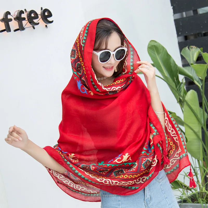 Summer Female Luxury Brand Scarf Ethnic Style Print Women Scarves Photographic Prevent Bask In Female Shawl Bufanda Mujer