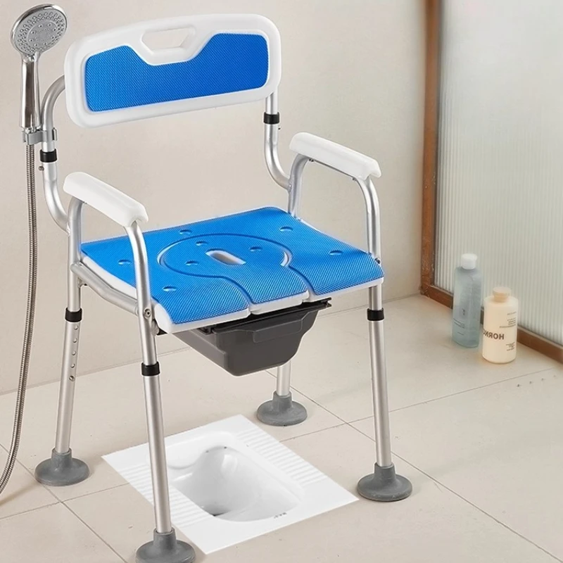 Height Adjustable Toliet Chairs for Seniors Portable Potty Shower Chairs for Elderly People Handicap Folding Bedside Commode