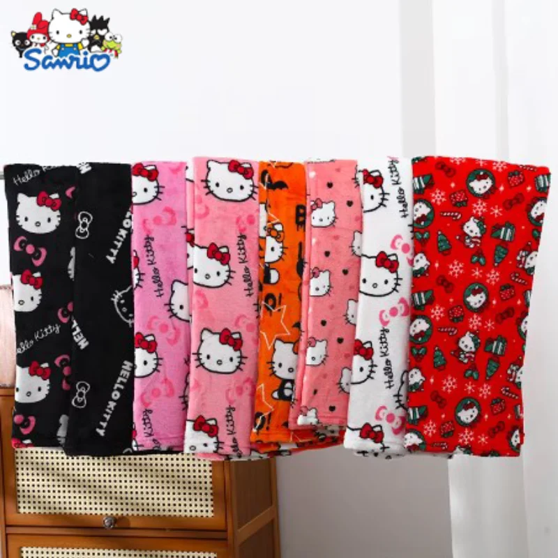 Sanrio Hello Kitty Pajamas Pants Black Pink Anime Flannel Women Warm Woolen White Cartoon Casual Home Autumn Winter Fashion Pant