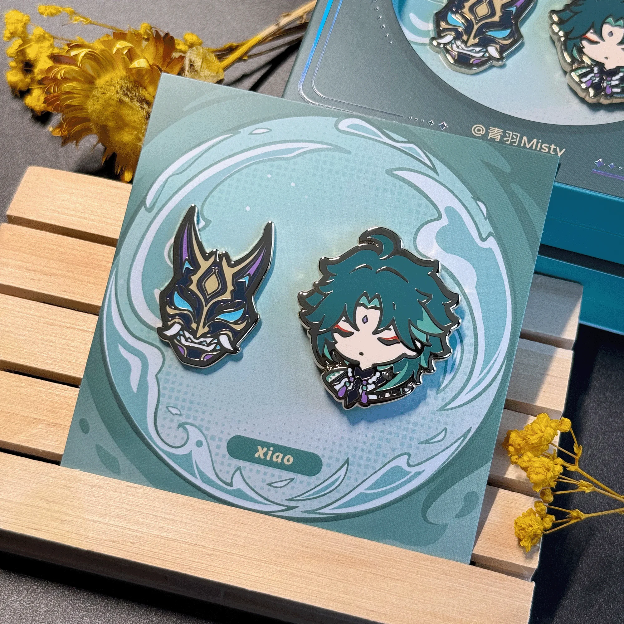 Xiao Badge Game Genshin Impact Balladeer Wanderer Bell Brooch Set Magnetic Enamel Pin Cosplay Props Doujin Gifts for Friend