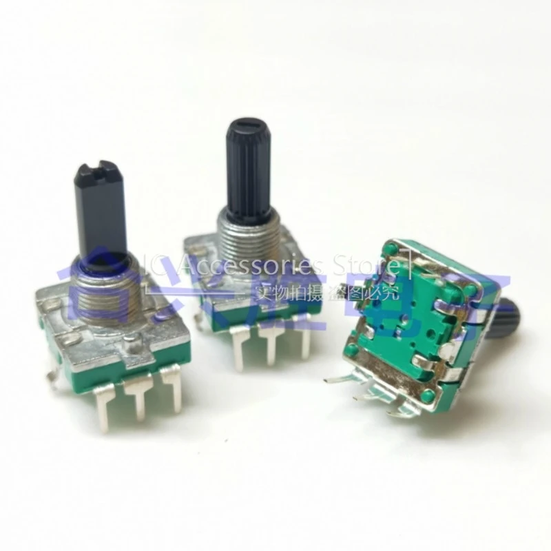 โพเทนชิโอมิเตอร์หมุนได้360องศาพร้อมสวิตช์โพเทนชิโอมิเตอร์พัลส์ดิจิตอลระดับเสียงแบบกด EC16จำนวน2ชิ้นเพลาบอกตำแหน่ง20มม.