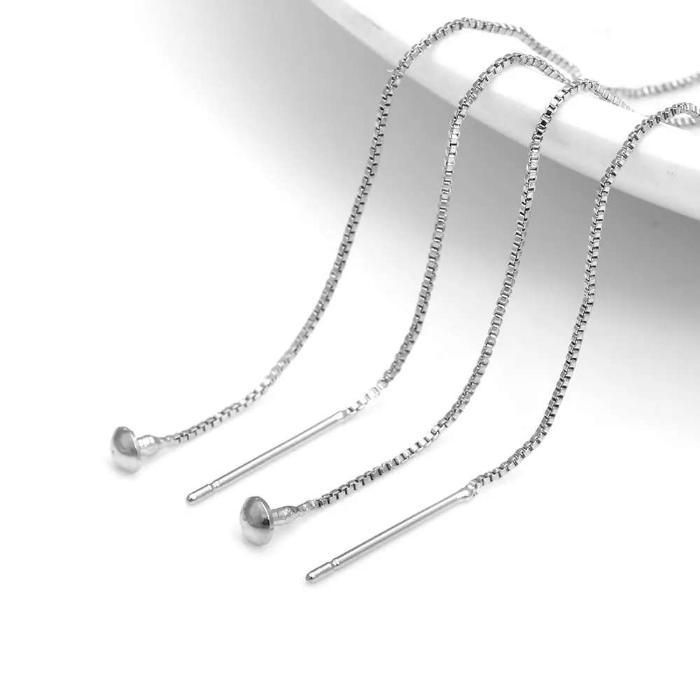 10PCS 18K Gold Color Silver Color Brass Stud Earring Line Connect Square Chain Jewelry Making Supplies Diy Findings Accessories