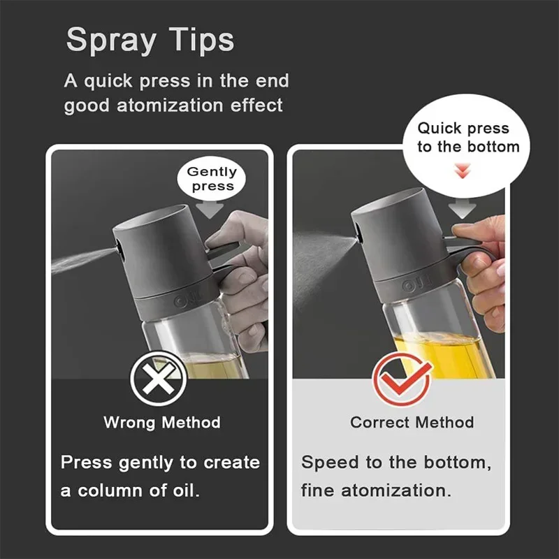 Zackoo 250ml Oil Spray Bottle High Borosilicate Glass Olive Oil Sprayer Mister Spray Cooking Oil Dispensers for Air Fryer Salad