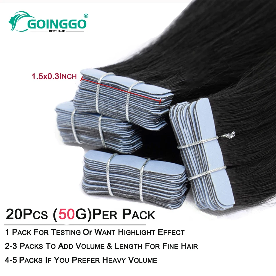 2# Straight Tape In Hair Extensions Human Hair Dark Brown Skin Weft Tape Extensions For Woman Natural Remy Hair 20Pcs