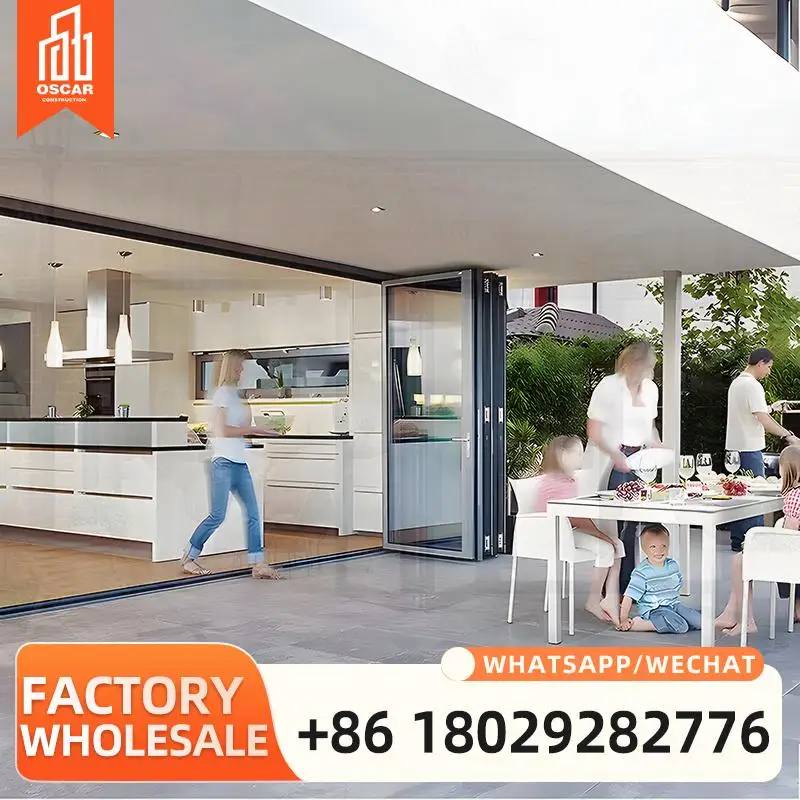 

High Quality Aluminum Bi Fold & Bi Folding Glass Garage Doors for House Exterior Home Building Renovation