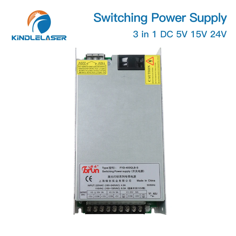 FYD 400W 3 in 1 LED Switching Power Supply Output DC 5V ±15V 24V Input 100-240V AC for Fiber Laser Marking Machine