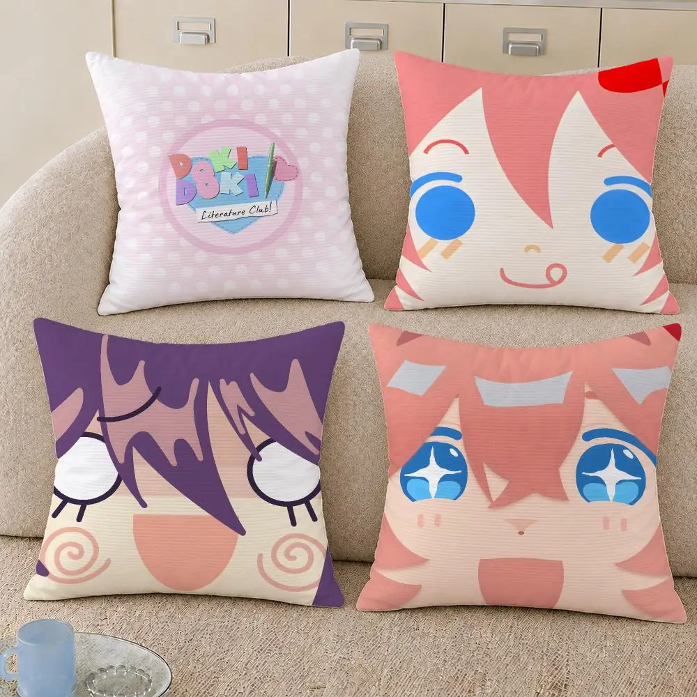 Game Doki Doki Literature Club DDLC Cushion Cover Decorative Pillowcase Soft Short Plush Cozy Durable Sofa Home Decor Items Gift