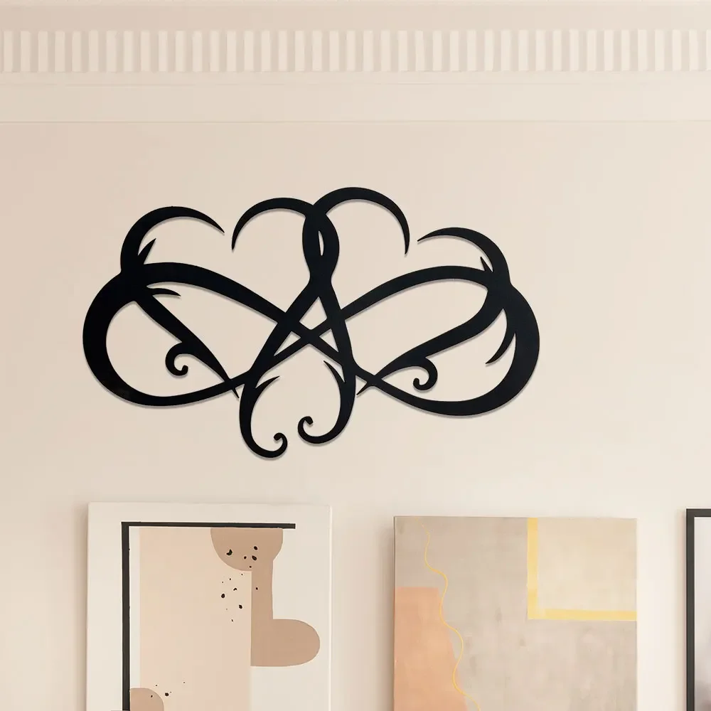 2D 1pc Wall Decoration Heart Metal Sculpture Heart Metal Wall Art Cast Wall Decor Geometric Metal Wall Infinity Heart Wall Decor